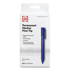 Pen Style Permanent Marker, Fine Bullet Tip, Blue, Dozen