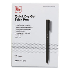 Quick Dry Gel Pen, Stick, Medium 0.7 Mm, Black Ink, Black Barrel, 24-pack