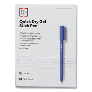 Quick Dry Gel Pen, Stick, Medium 0.7 Mm, Blue Ink, Blue Barrel, 24-pack