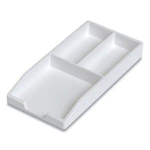 Stackable Plastic Accessory Tray, 3-compartment, 3.34 X 6.81 X 0.94, White