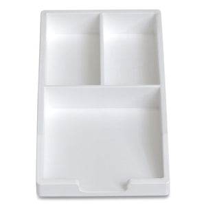 Stackable Plastic Accessory Tray, 3-compartment, 3.34 X 6.81 X 0.94, White