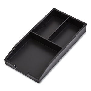 Stackable Plastic Accessory Tray, 3-compartment, 3.34 X 6.81 X 0.94, Black