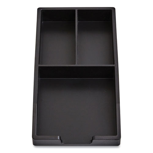 Stackable Plastic Accessory Tray, 3-compartment, 3.34 X 6.81 X 0.94, Black