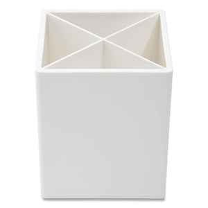 Divided Plastic Pencil Cup, 3.31 X 3.31 X 3.87, White