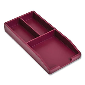 Stackable Plastic Accessory Tray, 3-compartment, 3.34 X 6.81 X 0.94, Purple