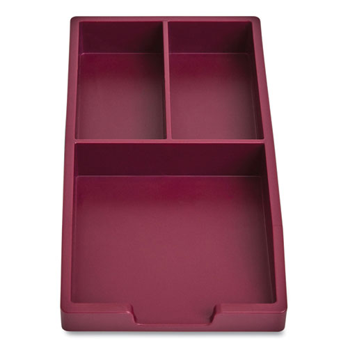 Stackable Plastic Accessory Tray, 3-compartment, 3.34 X 6.81 X 0.94, Purple