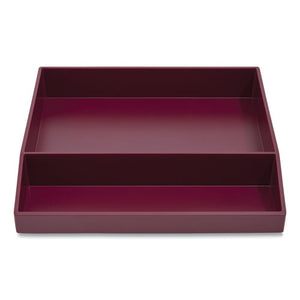 Divided Stackable Plastic Tray, 2-compartment, 9.44 X 9.84 X 1.77, Purple