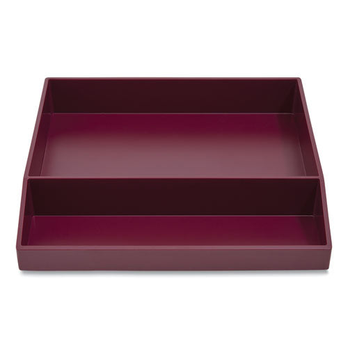 Divided Stackable Plastic Tray, 2-compartment, 9.44 X 9.84 X 1.77, Purple