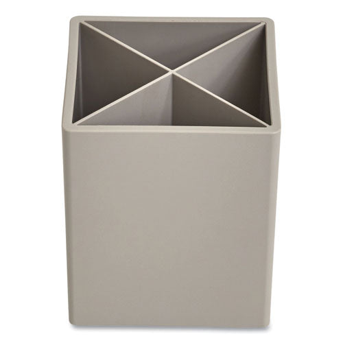 Divided Plastic Pencil Cup, 3.31 X 3.31 X 3.87, Gray