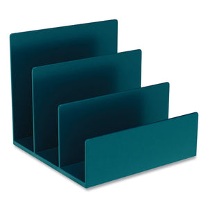 Plastic Incline Mail Sorter, 3 Sections, Letter Size Files, 6.3 X 6.3 X 5.5, Teal