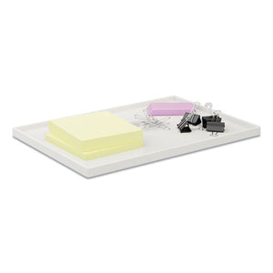 Slim Stackable Plastic Tray, 1-compartment, 6.85 X 9.88 X 0.47, White