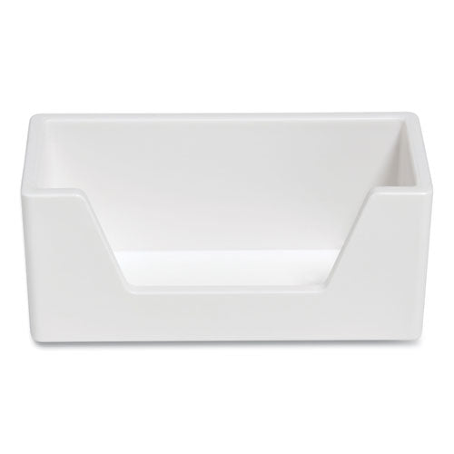 Business Card Holder, Holds 80 Cards, 3.97 X 1.73 X 1.77, Plastic, White