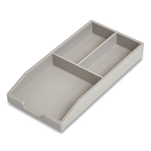 Stackable Plastic Accessory Tray, 3-compartment, 3.34 X 6.81 X 0.94, Gray