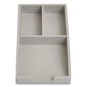 Stackable Plastic Accessory Tray, 3-compartment, 3.34 X 6.81 X 0.94, Gray