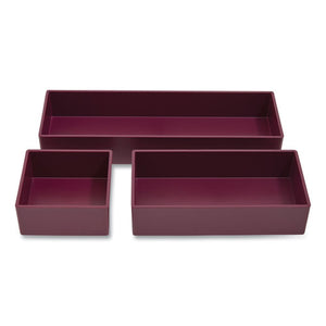 Three-piece Plastic Drawer Organizer, 3.23 X 3.23 X 1.47, 6.26 X 3.23 X 1.47, 9.5 X 3.23 X 1.47, Purple, 3-set