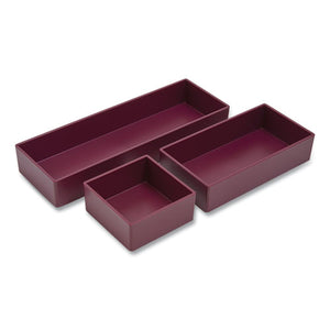 Three-piece Plastic Drawer Organizer, 3.23 X 3.23 X 1.47, 6.26 X 3.23 X 1.47, 9.5 X 3.23 X 1.47, Purple, 3-set