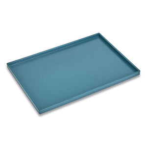 Slim Stackable Plastic Tray, 1-compartment, 6.85 X 9.88 X 0.47, Teal