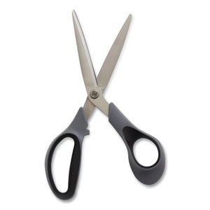 Non-stick Titanium-coated Scissors, 8" Long, 3.86" Cut Length, Gun-metal Gray Blades, Gray-black Bent Handle