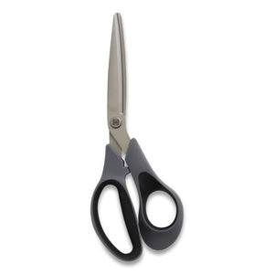 Non-stick Titanium-coated Scissors, 8" Long, 3.86" Cut Length, Gun-metal Gray Blades, Gray-black Bent Handle