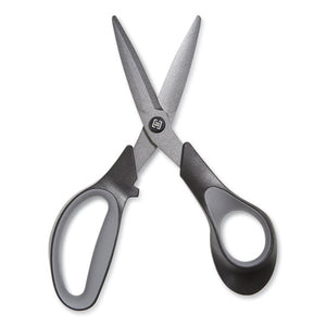 Non-stick Titanium-coated Scissors, 7" Long, 2.88" Cut Length, Gun-metal Gray Blades, Black-gray Straight Handle