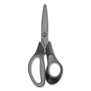 Non-stick Titanium-coated Scissors, 7" Long, 2.88" Cut Length, Gun-metal Gray Blades, Black-gray Straight Handle