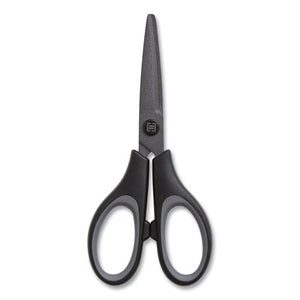 Non-stick Titanium-coated Scissors, 5" Long, 2.36" Cut Length, Gun-metal Gray Blades, Black-gray Straight Handle