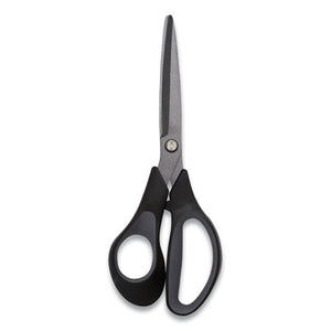 Non-stick Titanium-coated Scissors, 7" Long, 3.86" Cut Length, Gun-metal Gray Blades, Black-gray Straight Handle