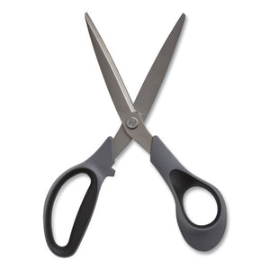 Non-stick Titanium-coated Scissors, 8" Long, 3.86" Cut Length, Gun-metal Gray Blades, Gray-black Straight Handle, 2-pack