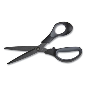 Non-stick Titanium-coated Scissors, 8" Long, 3.86" Cut Length, Charcoal Black Blades, Black-gray Straight Handle