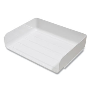 Side-load Stackable Plastic Document Tray, 1 Section, Letter-size, 12.63 X 9.72 X 3.01, White, 6-pack