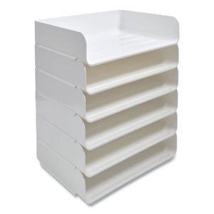 Side-load Stackable Plastic Document Tray, 1 Section, Letter-size, 12.63 X 9.72 X 3.01, White, 6-pack