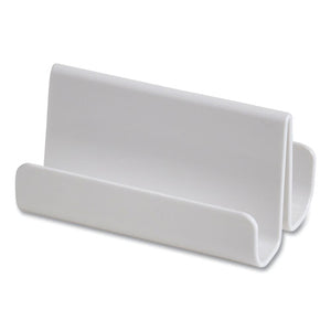 Two Compartment Business Card Holder, Plastic, White, 3.8 X 2.59 X 2.04