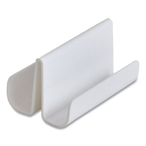 Two Compartment Business Card Holder, Plastic, White, 3.8 X 2.59 X 2.04