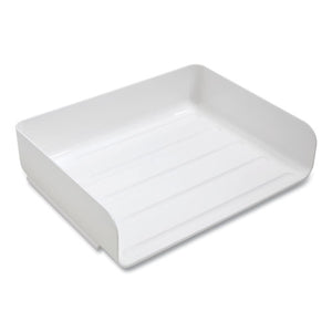 Side-load Stackable Plastic Document Tray, 1 Section, Letter-size, 12.63 X 9.72 X 3.01, White, 2-pack