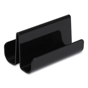 Two Compartment Business Card Holder, Holds 50 Cards, 3.8 X 2.59 X 2.04, Plastic, Black