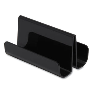 Two Compartment Business Card Holder, Holds 50 Cards, 3.8 X 2.59 X 2.04, Plastic, Black