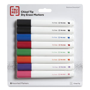 Tank Style Dry Erase Marker, Medium Chisel Tip, Assorted Colors, 8-pack