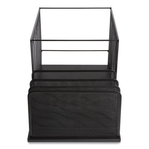 Wire Mesh Combination Organizer, Incline Sorter-hanging File, 4 Sections, Letter-size, 11.81 X 20.28 X 11.81, Matte Black