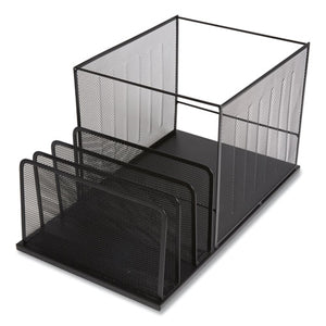 Wire Mesh Combination Organizer, Incline Sorter-hanging File, 4 Sections, Letter-size, 11.81 X 20.28 X 11.81, Matte Black