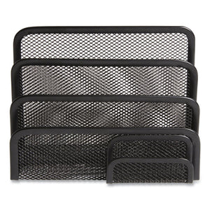 Wire Mesh Mail Sorter With Business Card Holder, 4 Sections, #6 1-4 To #16 Envelopes, 5.59 X 3.93 X 7.55, Matte Black