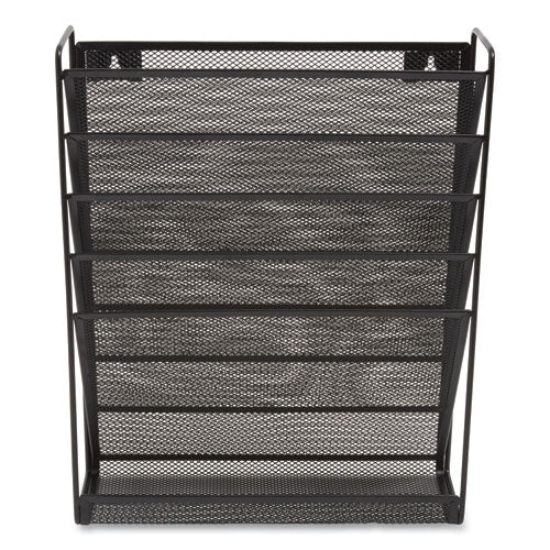 Wire Mesh Incline Sorter, Enclosed Design, 5 Sections, Letter-size, 13.38 X 4.52 X 16.45, Matte Black