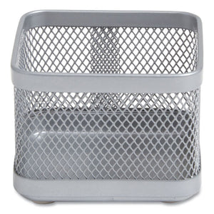 Small Stackable Wire Mesh Accessory Holder, 3.46 X 3.46 X 2.75, Silver