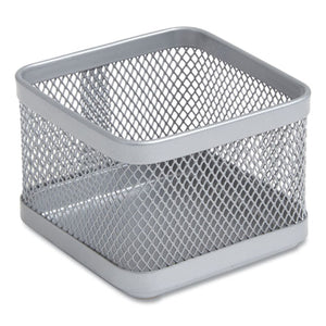 Small Stackable Wire Mesh Accessory Holder, 3.46 X 3.46 X 2.75, Silver