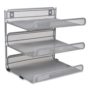 Side-load Open Design Wire Mesh Horizontal Document Organizer, 3 Sections, Letter-size, 13.78 X 11.22 X 13.38, Silver