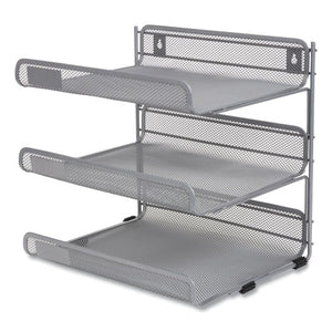 Side-load Open Design Wire Mesh Horizontal Document Organizer, 3 Sections, Letter-size, 13.78 X 11.22 X 13.38, Silver