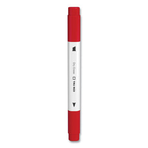 Tank Style Twin-tip Dry Erase Marker, Chisel Medium-bullet Fine Tips, Red, 4-pack