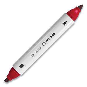 Tank Style Twin-tip Dry Erase Marker, Chisel Medium-bullet Fine Tips, Red, 4-pack