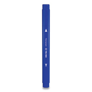Pen Style Twin-tip Permanent Marker, Fine Bullet-extra-fine Needle Tips, Blue, Dozen