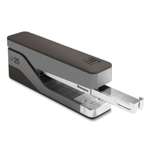 Desktop Aluminum  Half Strip Stapler, 25-sheet Capacity, Gray-black