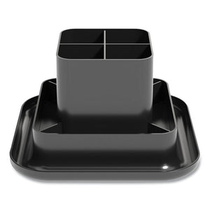 Plastic Rotating Organizer, 9-compartment, 8.2 X 5.4, Black
